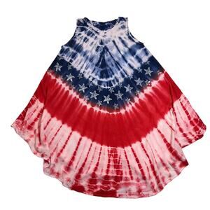 Advance Apparels Round Neck Sleeveless Tie Dye Flowy Dress Size O/S American